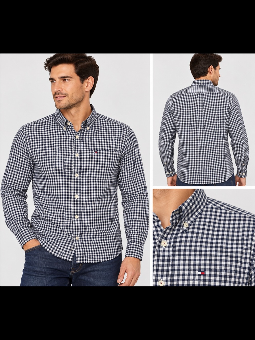 Tommy Hilfiger Navy & White Check Button-Down Shirt